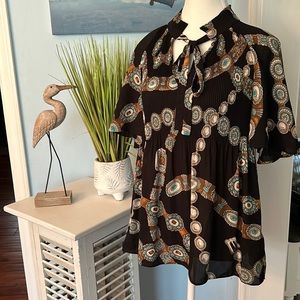 Lauren Ralph Lauren Equestrian Blouse with flowing sleeves - Size XS